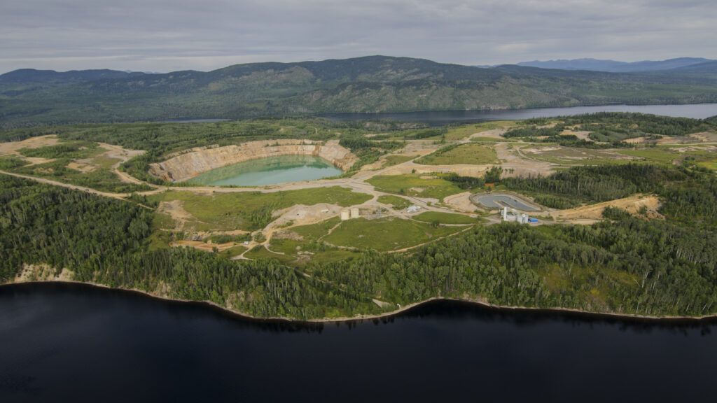 An aerial photo of the Bell Mine in the Lake Babine Nation Territory
